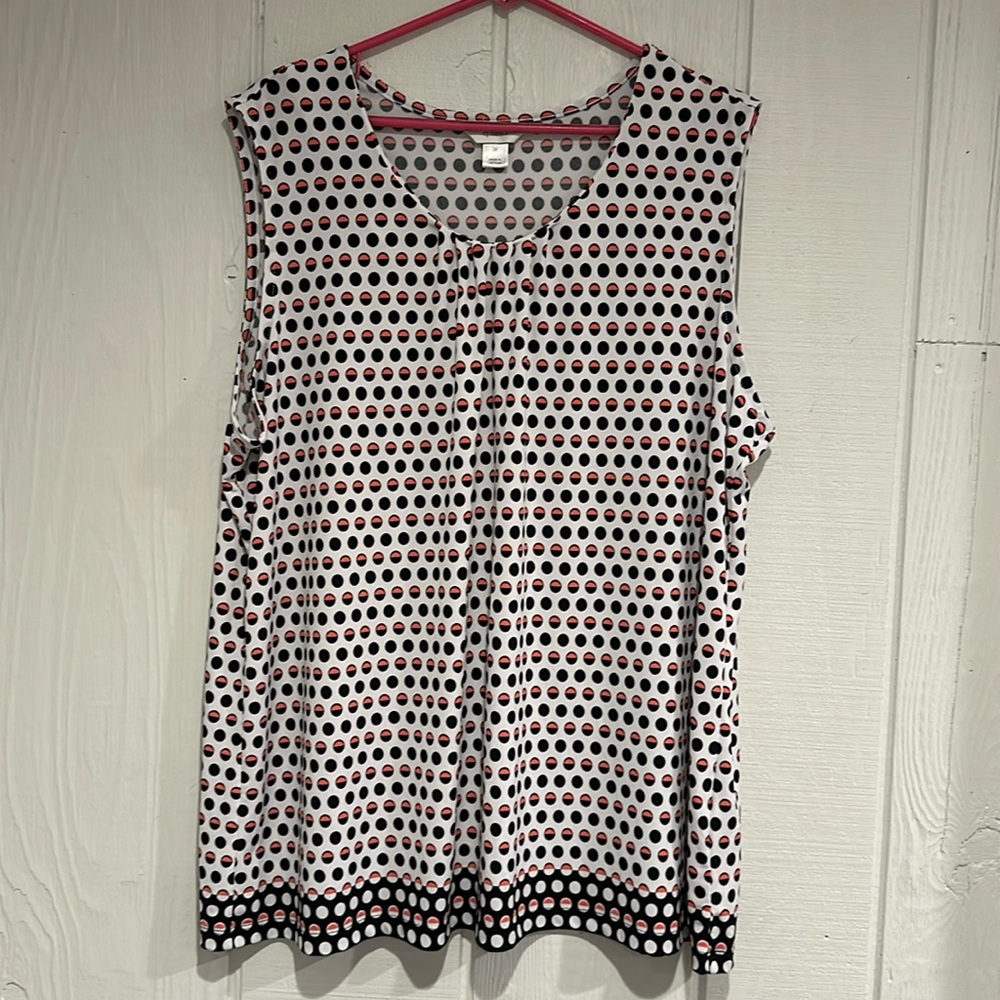 Cj Banks Sleeveless Polka Dot Blouse